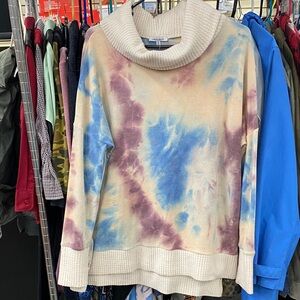 White Birch Multicolor Tie-Dye Cowl Neck Sweater Size M